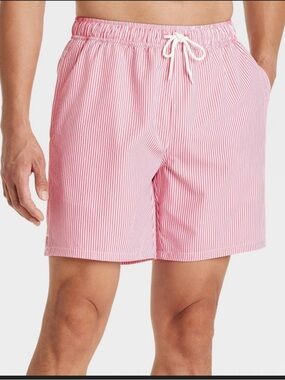 Men's 7" Striped Seersucker Swim Trunks
Goodfellow & Co Red XL